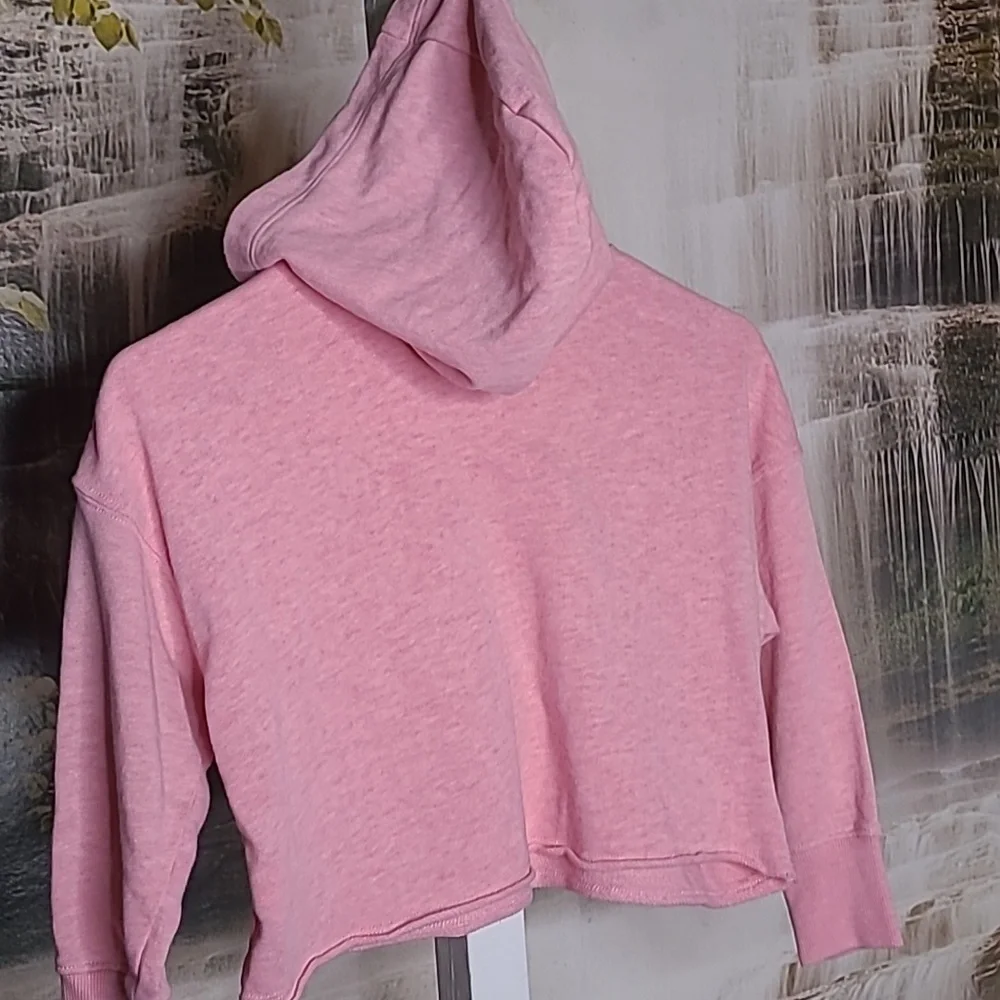 Old Navy girls Small pink metallic neon Love long sleeve sweatshirt hoodie